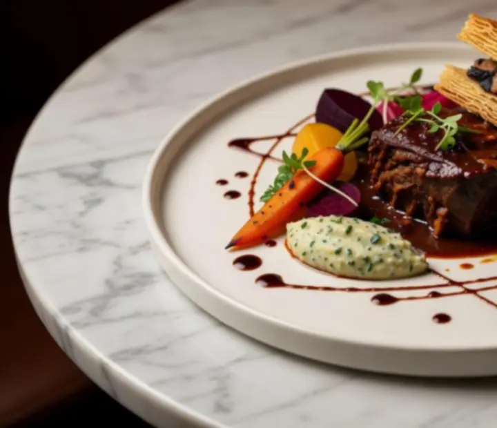 Séf signature fine dining fogás művészi tálalásban