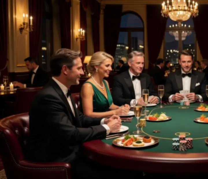 Luxus pókerest hangulatos fényekkel, pezsgővel és fine dining fogásokkal