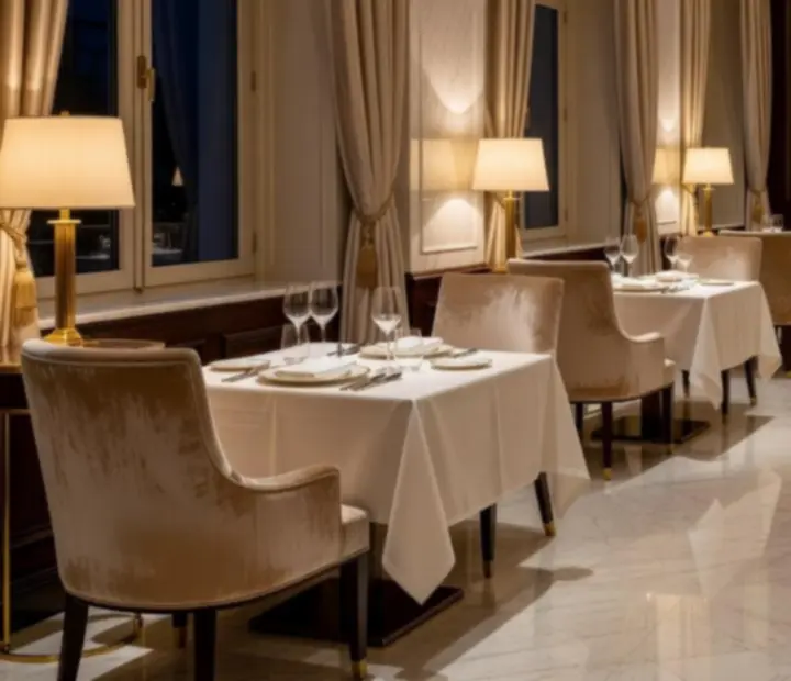 Elegáns luxusétterem belső tér gourmet terítéssel